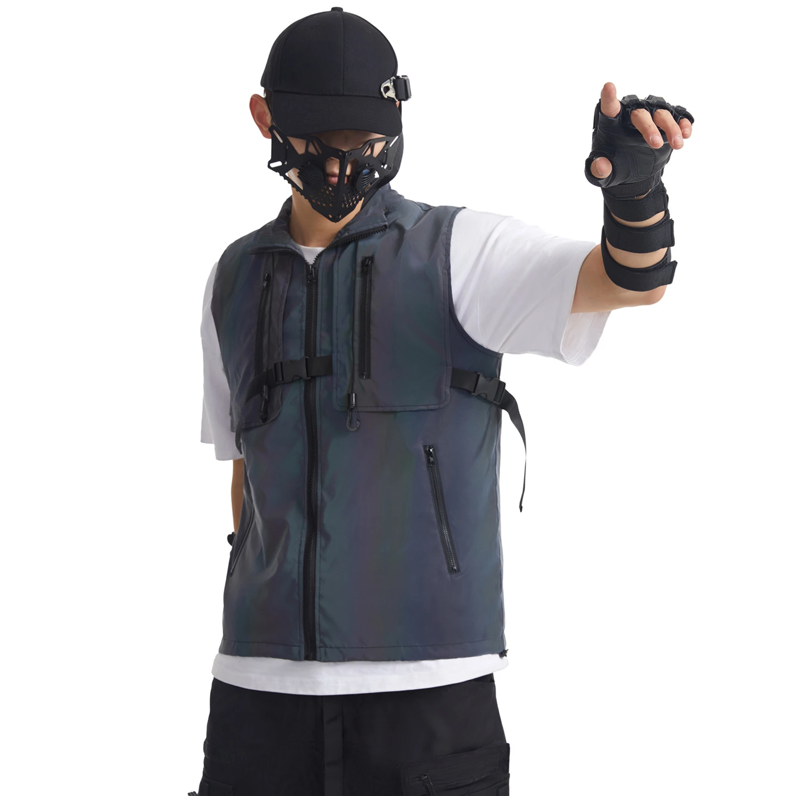 

Tech Style Tactical Colored Reflective Waistcoat Outdoor Multi-pocket Large Capacity Vest Fashion Sleeveless Jacket