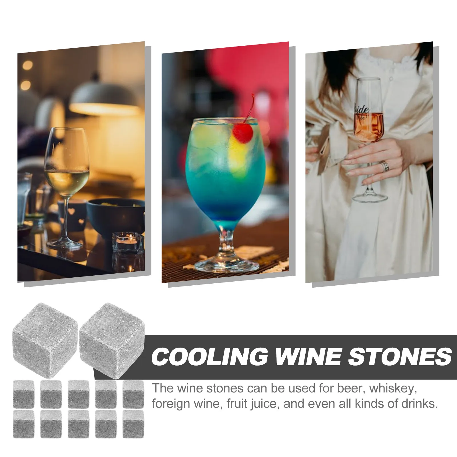 12Pcs Marble Whiskey Stones Wear-Resistant Reusable Ice Cubes Beverage Cooling Stones Household Wine Rocks Household Ice Cube view 3