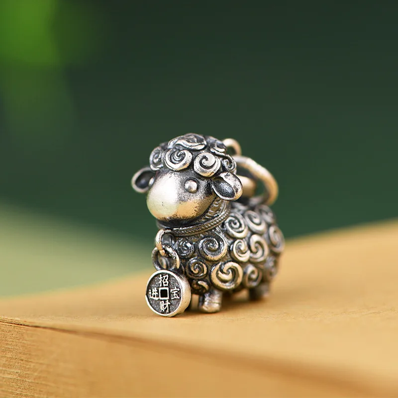 BOCAI New S925 Sterling Silver Jewelry Retro Personality Solid Small Lamb Pendant Women's Selected Gift