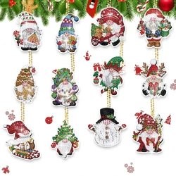 12 DIY Diamond Painting Santa Claus Holiday, acrylic material, Christmas cartoon series Crystal Diamond Painting Key Ring Kit