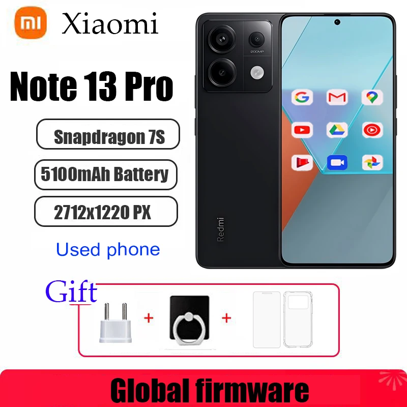 Xiaomi Redmi Note 13 Pro 5G Global firmware 200MP OIS Camera 120Hz 1.5K Snapdragon 7S Gen 2 67W Fast Charging used phone