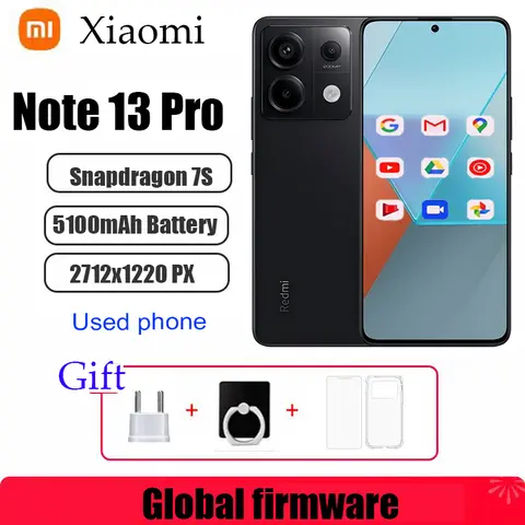Xiaomi Redmi Note 13 Pro 5G Global firmware  200MP OIS Camera 120Hz 1.5K Snapdragon 7S Gen 2 67W Fast Charging used phone