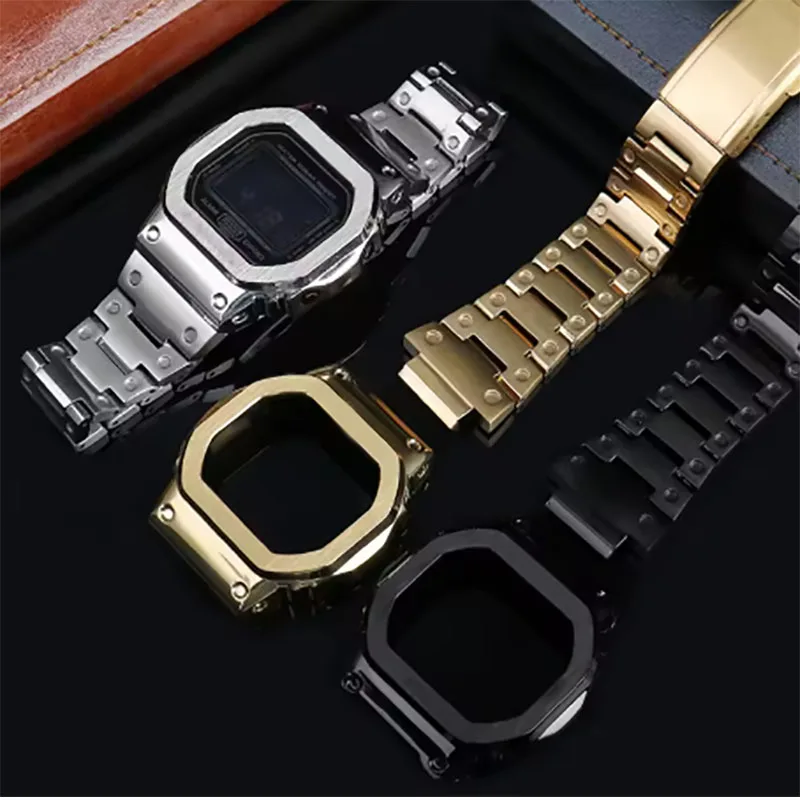 Stainless Steel Case Strap Fashionable Modified for G-SHOCK Casio DW-5600 DW5600 GWM5610 GW-B5600 Metal Watch Chain Bezel Tools