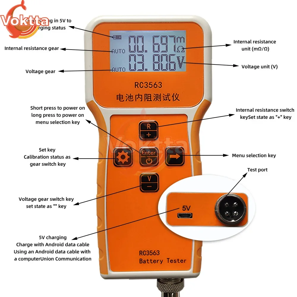 18650 Lithium Battery Voltage Internal Resistance Tester High-end Probe RC3563 YR1030+ YR1035+ High-precision Battery Test Tool