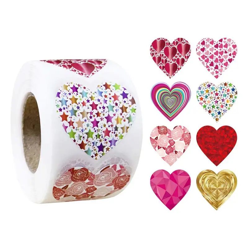 500pcs Colorful Heart Stickers for Wall Crafts Classroom Teachers Supplies Self-Adhesive Label Stickers for Holiday Celebrations