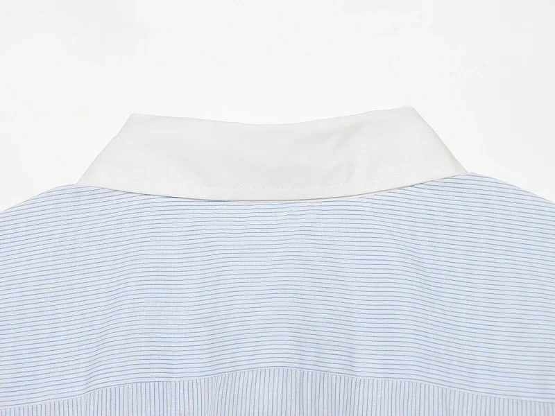 HXAO Blaues Damen-Streifenhemd Langarm Sommer Damenhemd Chinesische Froschknopf-Bluse Locker Sitzende Büro-Freizeitbluse – Detail 9