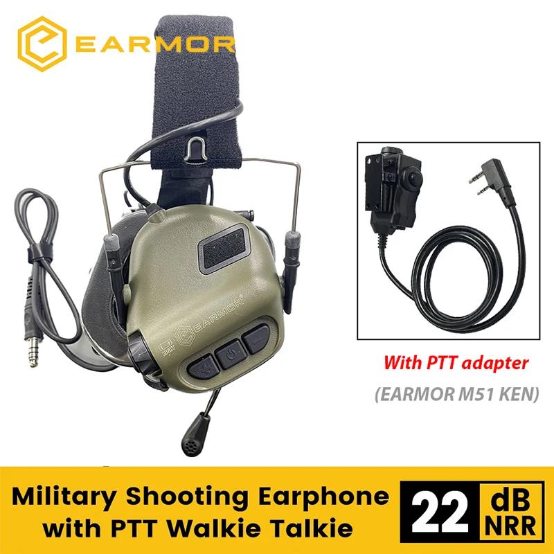 EARMOR M32 MOD4 Tactical Headset Anti Noise Headphones Military Aviation Communication Shooting Earphone with Kenwood PTT