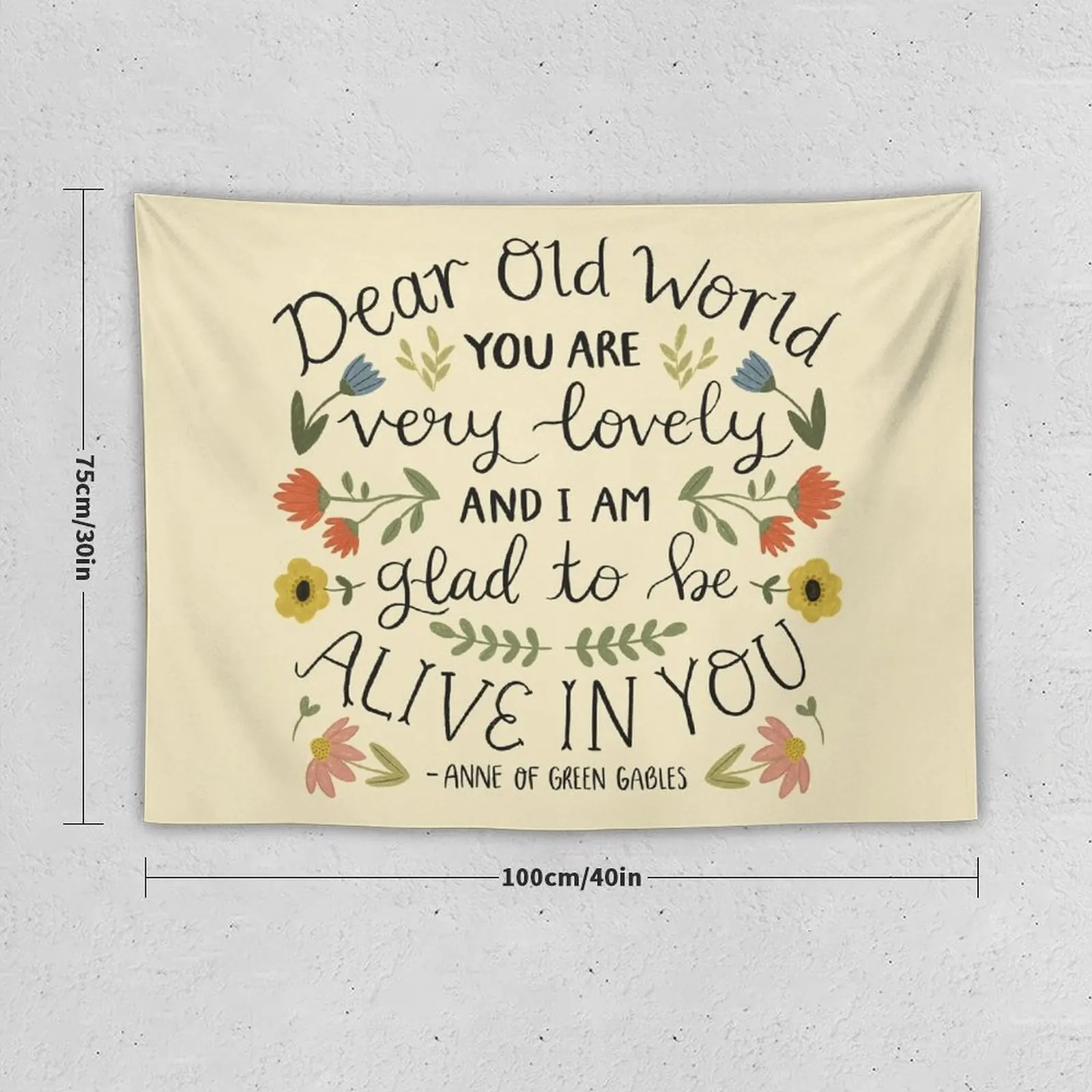 Anne of Green Gables Dear Old World Quote Tapestry House Decor Wallpaper Bedroom Tapestry