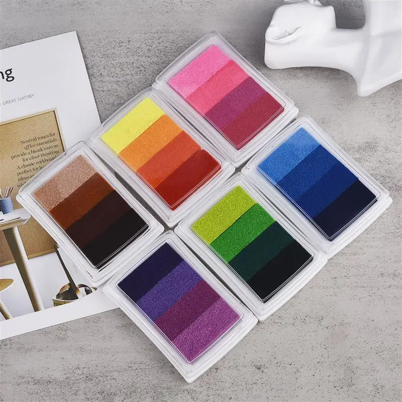 1 Piece Creative Stationery Four-Color Gradient Ink Pad DIY Finger Print Painting Seal Stamp Ink Pad