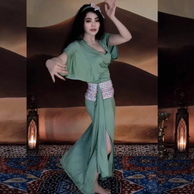 Customized Belly Dance Costume Practice Dress Folk Robe Balady Shabby Saidi Group Beginner Fantasia Feminina