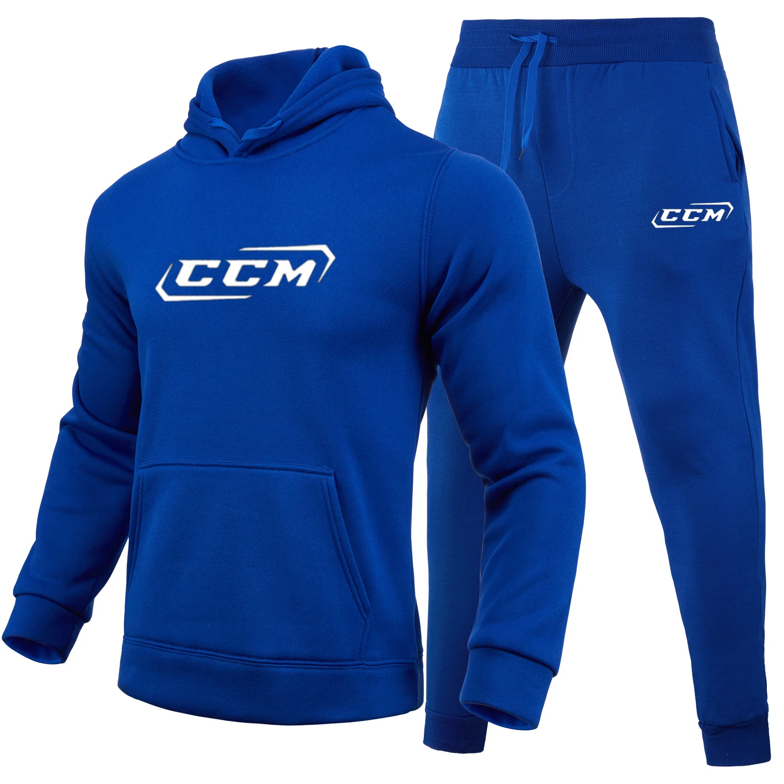 Chándal informal de 2 piezas para hombre, Conjunto de sudadera con capucha y pantalones de chándal con estampado CCM, ropa depor