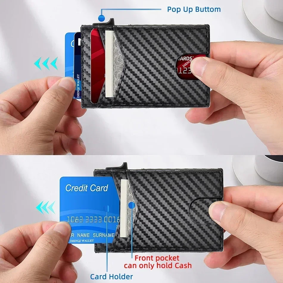 Portable Business Card Holder Magsafe Carbon Fiber Wallet Men Magnetic Card Holder Name Case Mobile Phone Bag Metal Cardholder view 4