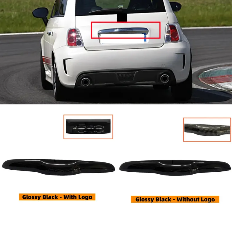車のトランクリッドテールゲートブーツハンドルカバートリム、フィアットアバルト500-595-695リアトランクボタン装飾カバーabsトリムに適合