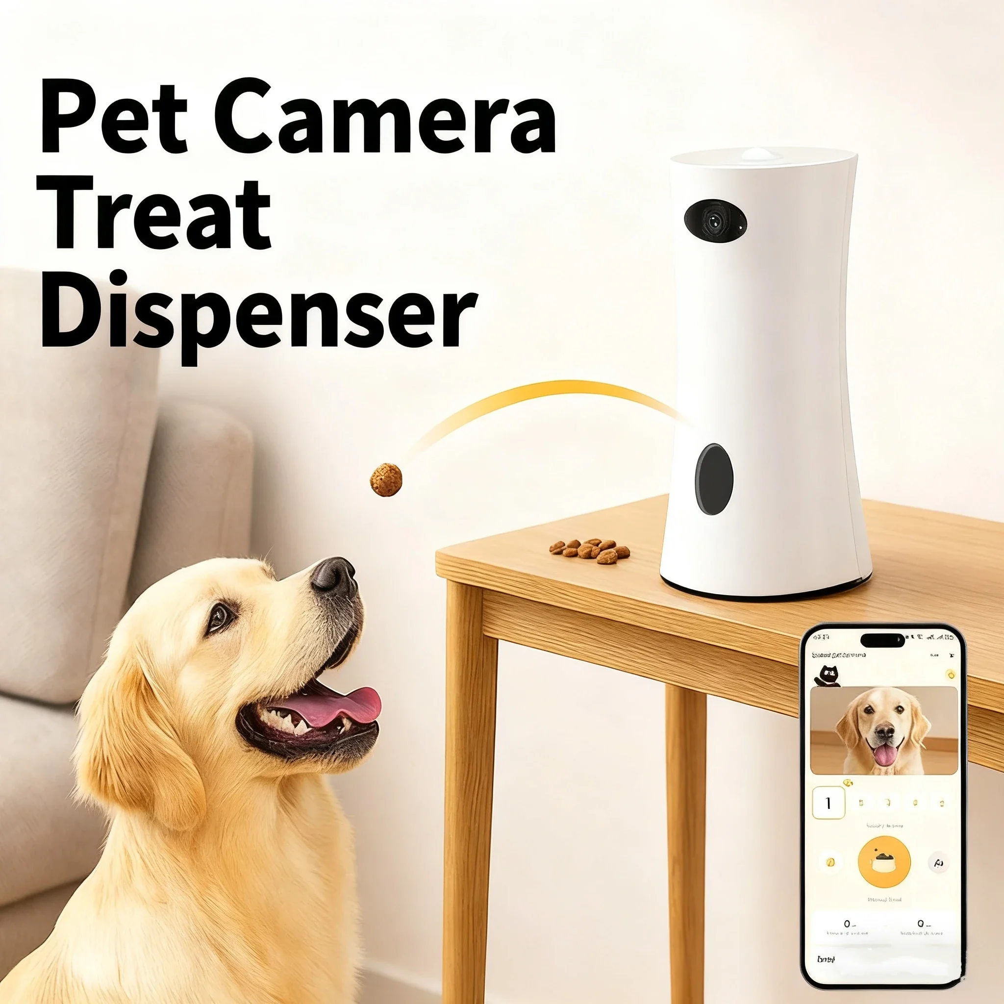 WiFi dog food feeder with camera, multi-functional cat food dispenser, app controlled, smart automatic dog food feeder