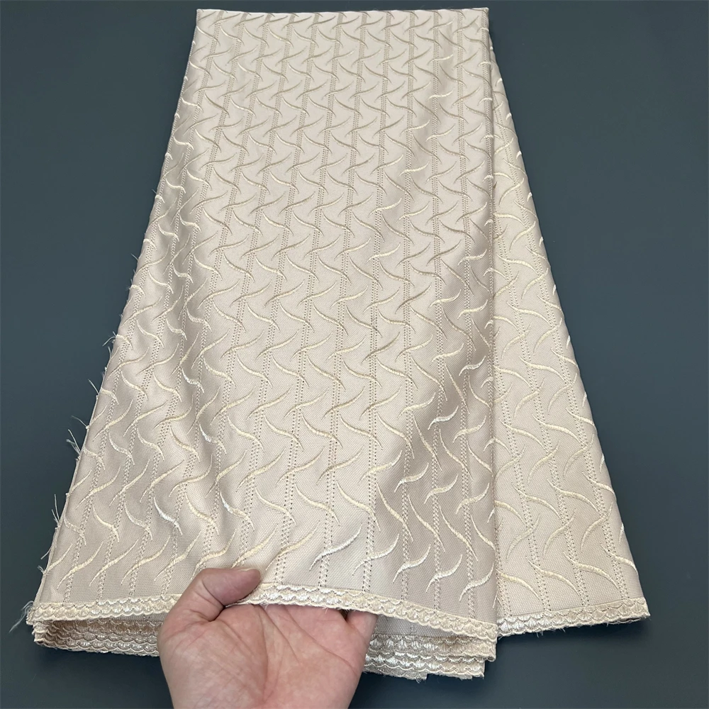 

2025 Africa Nigerian Tulle Lace Fabric Damask Cotton High Quality Pure Embroidery for Dress Sewing Wedding Party hz1354 5Yards