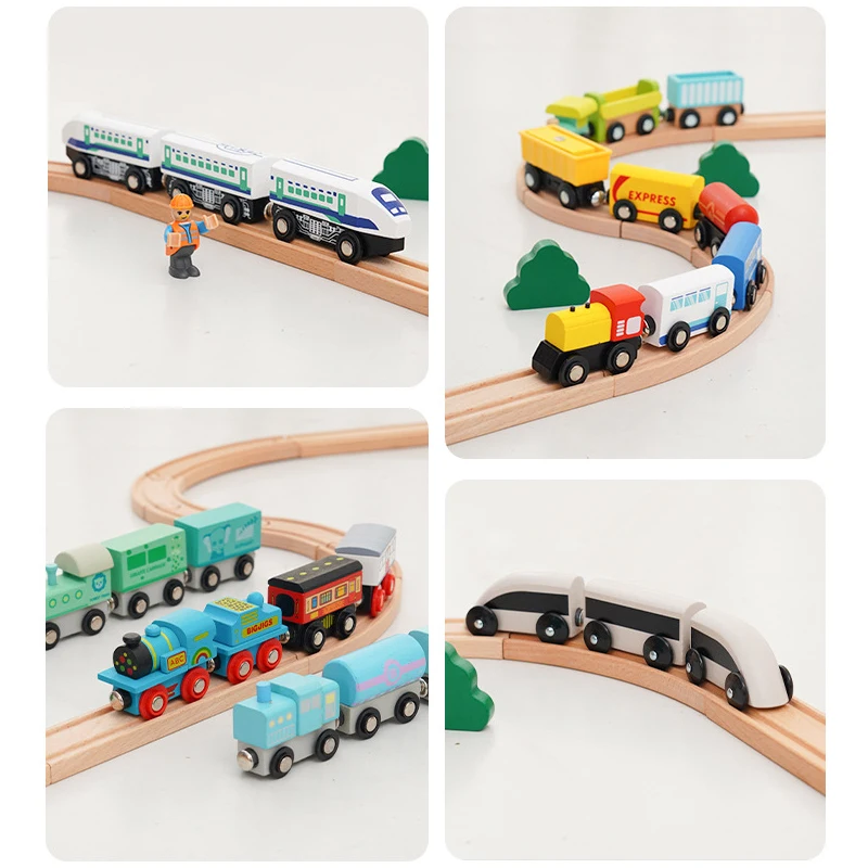 Wooden Track Electric Locomotive Train Magnetic Car Toy For All Brand Wooden Train Track Railway Toys For Kids Educational toys