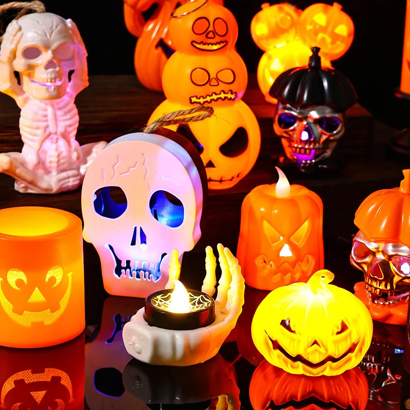 Halloween Led Ghost Pumpkin Daemon Skull Light Glowing Lamp Halloween Party Home Bar Decoration Haunted House Horror Props