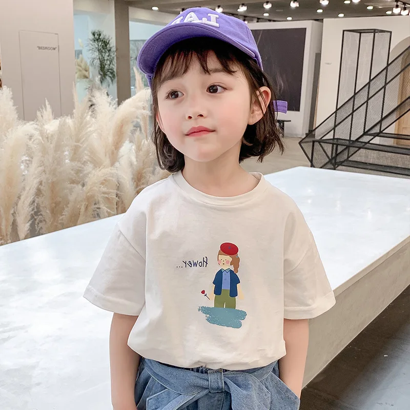 

Girls T-Shirt Boys Short Sleeve Tee Tops Kids Cartoon Printing Clothes Children Birthday Party Wear Toddler Girl Fall Clothes