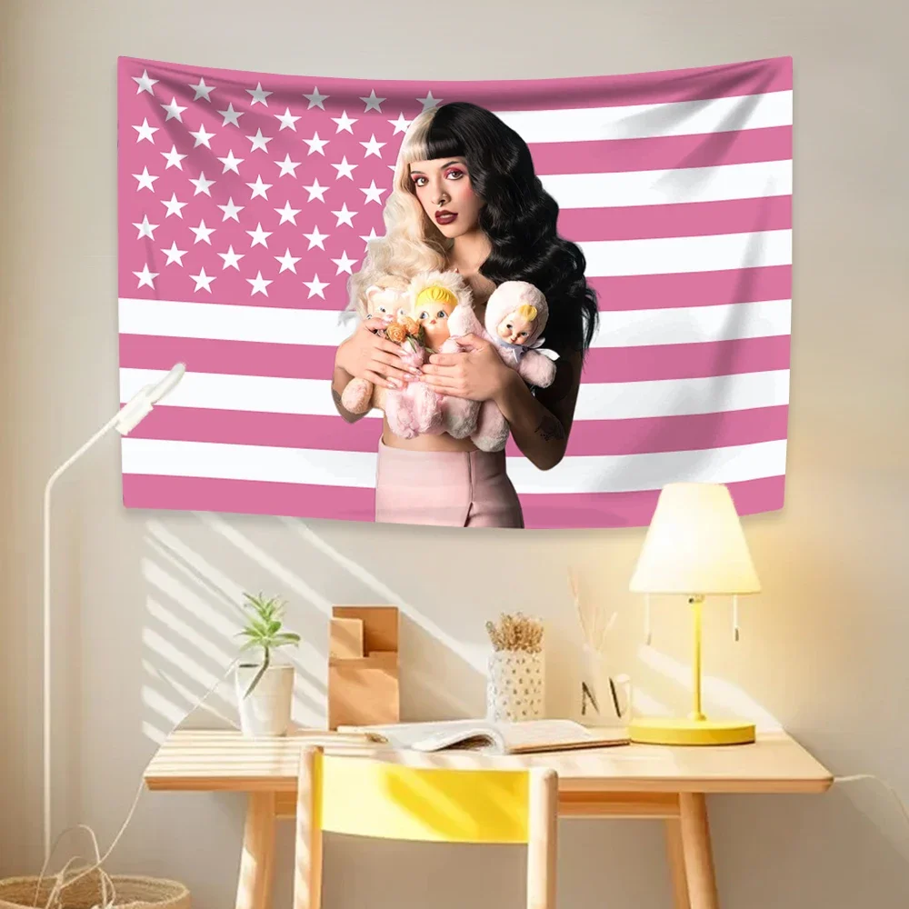 XxDeco Melanie Martinezs USA Flag Tapestry Pop Singer Home Decor Wall Hanging Dorm Backdrop Party Concert Banner