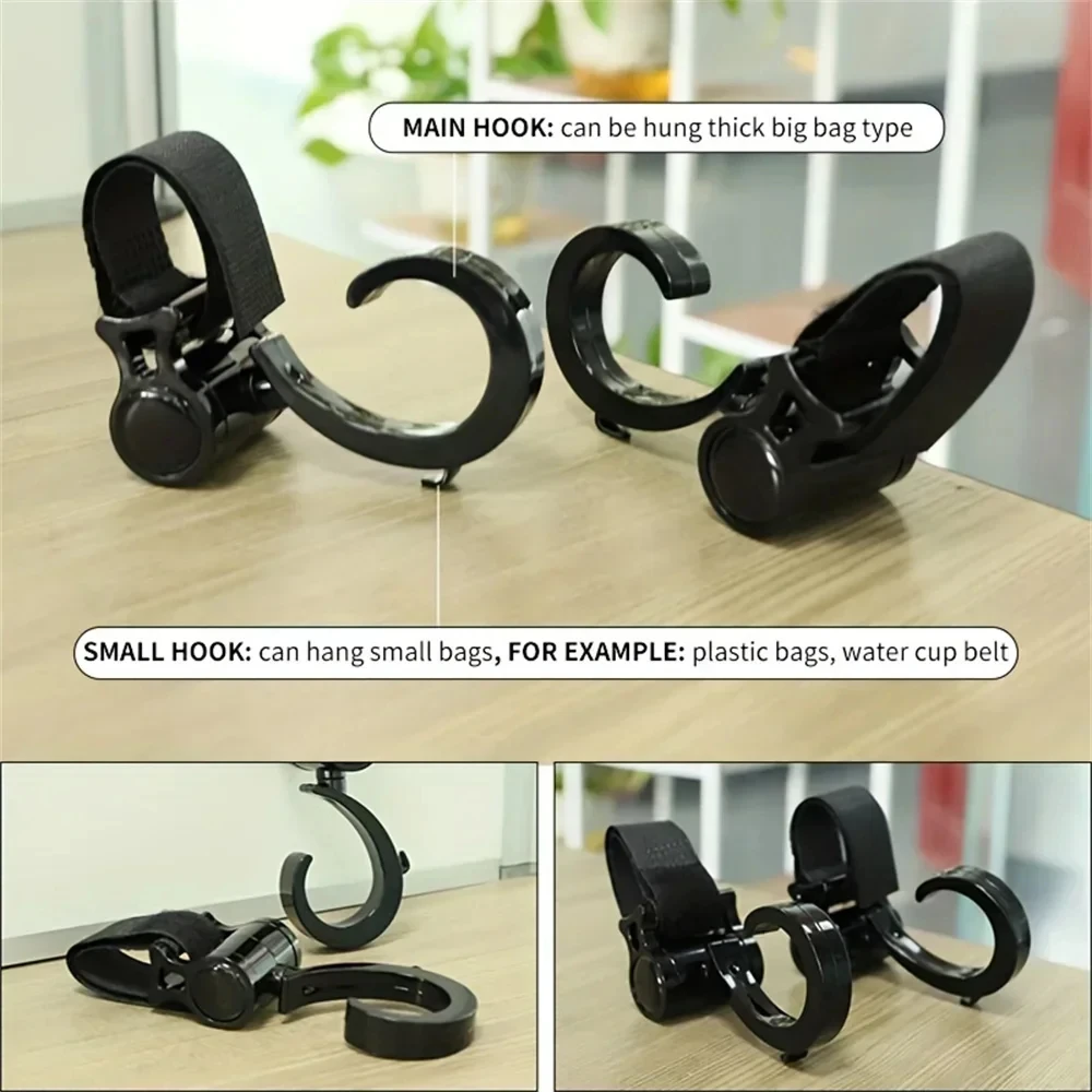 Ganchos para cochecito de bebé, accesorios para cochecito, ganchos giratorios de 360 grados para colgar, 2 uds.