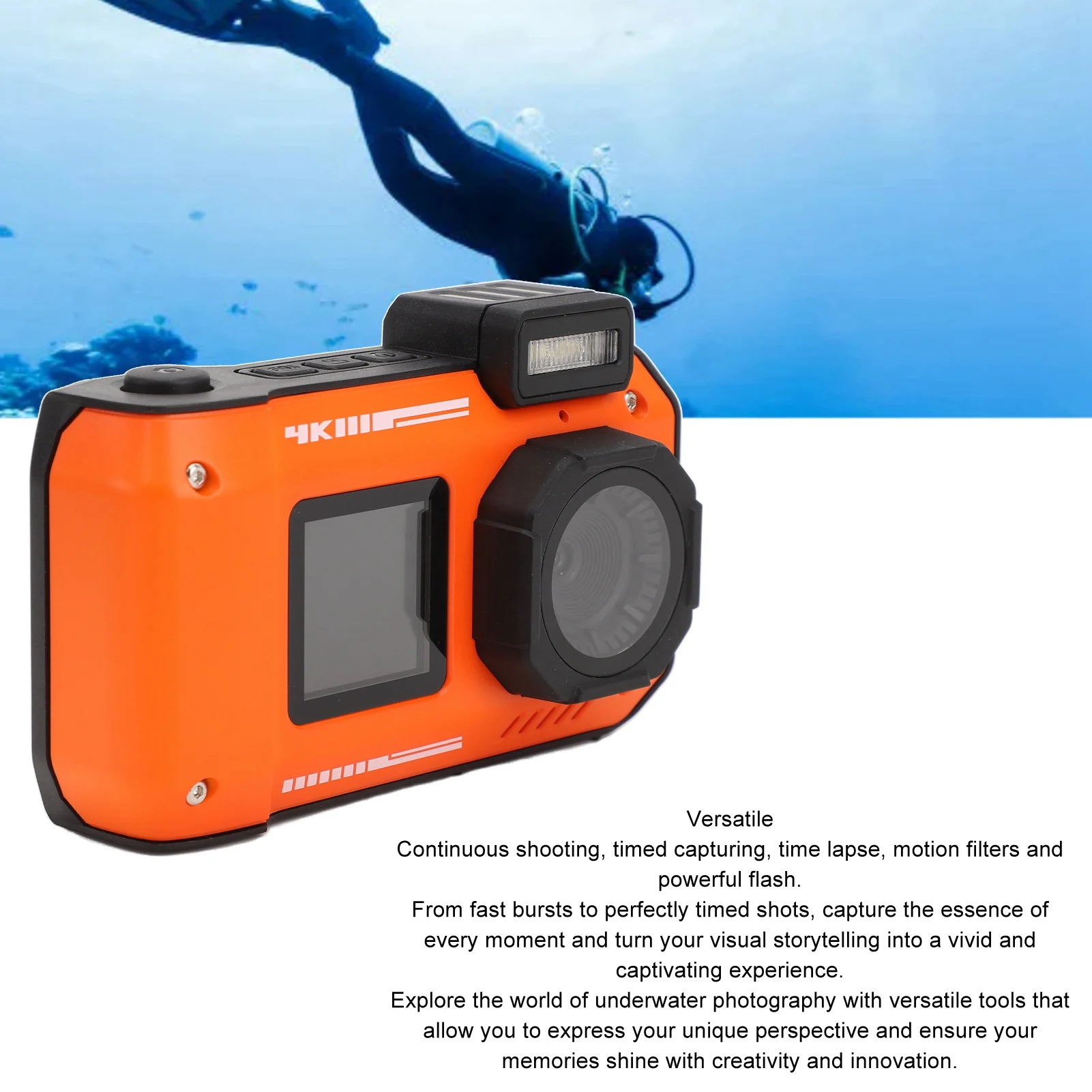 Fotocamera subacquea Zoom ottico 10x 2500mAh 4K 65MP Autofocus Fotocamera impermeabile SOS Torcia elettrica Batteria 2500mAh per le immersioni