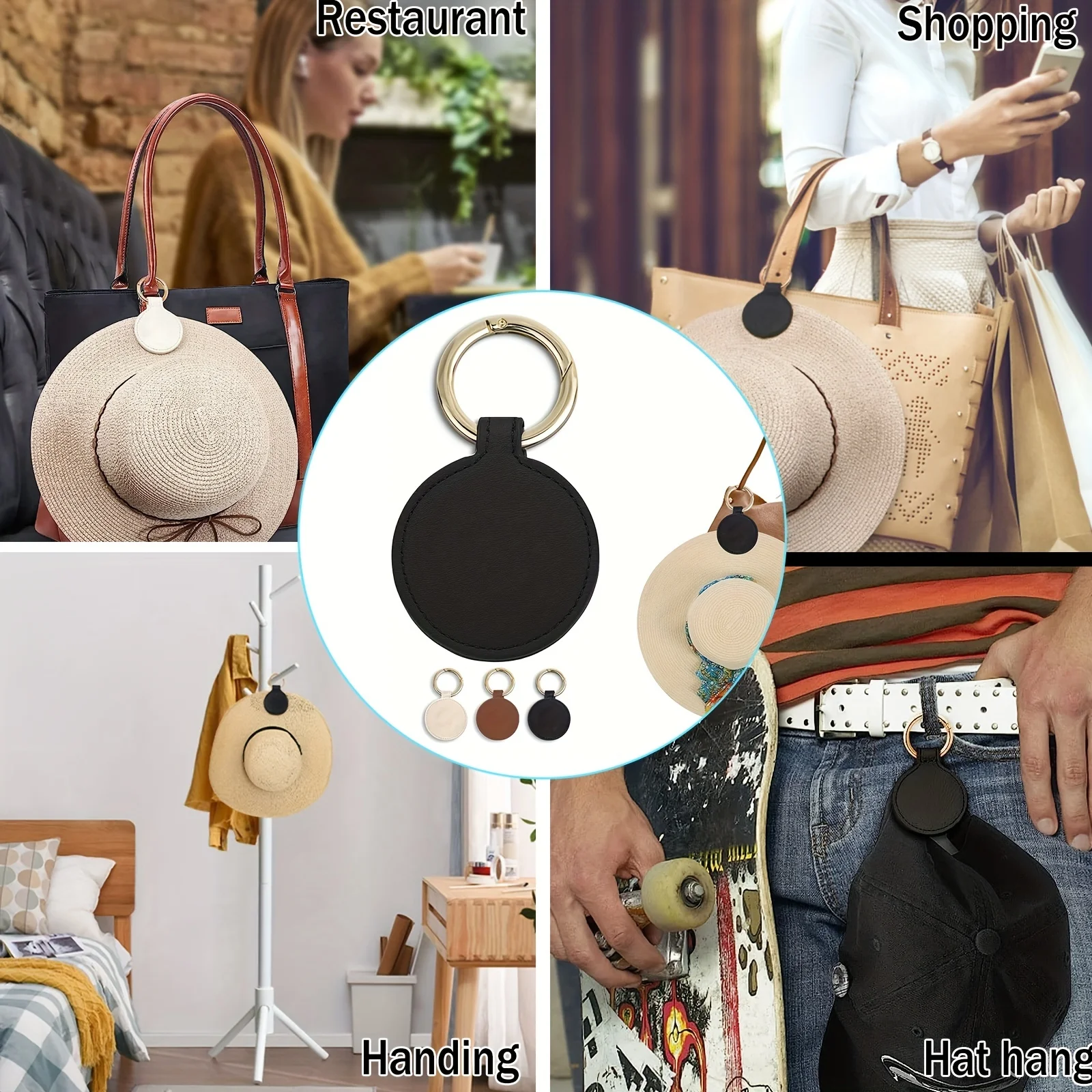 1PC Magnetic Hat Clip On Bag Hat Holder For Handbag Backpack Luggage PU Leather Hat Keeper Clip Travel Bag Accessories view 5