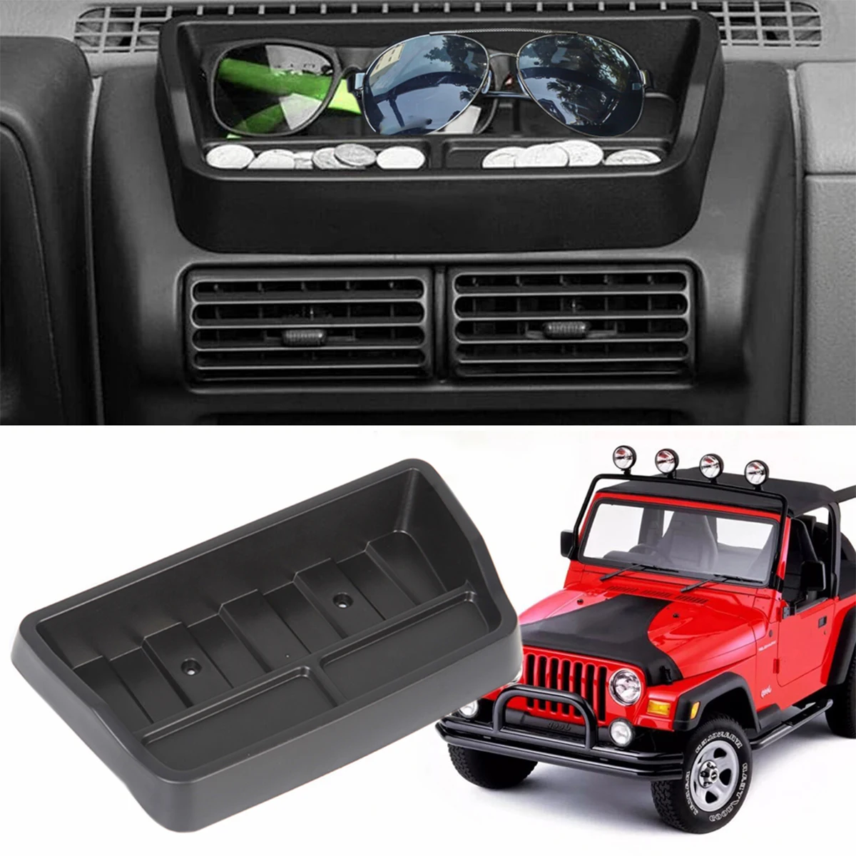 Car Center Console Storage Box Tray for Jeep Wrangler TJ 1997 1998 1999 2000 2001 2002 2003 2004 2005 2006 Interior Accessories