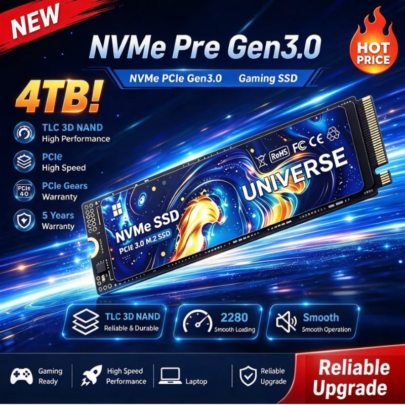 UNIVERSE Gaming SSD M.2 NVMe PCIe3.0 2280 TLC 3D NAND 500GB 1TB 2TB 4TB High Speed Solid State Disk for Desktop Laptop