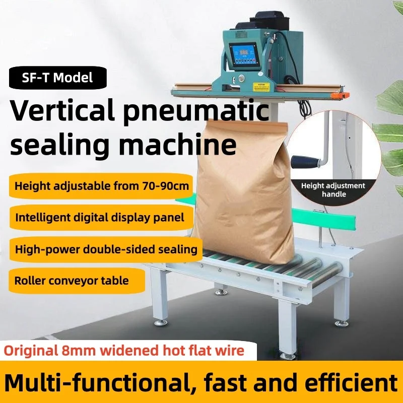 Machine à sceller les sacs en plastique à commande numérique de température, avec pédale verticale réglable en hauteur et chauffage continu (personnalisable)