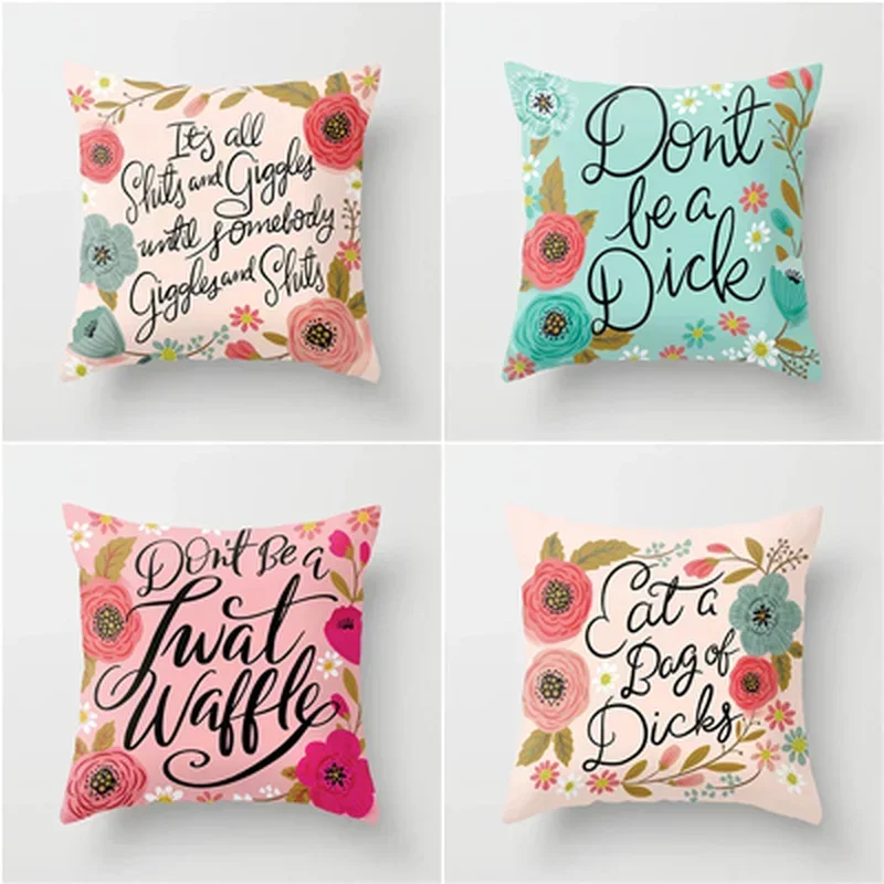 Factory direct polyester garland letter printing pillowcase Sofa pillow cover Throw Pillow office chair pillow cushion cover