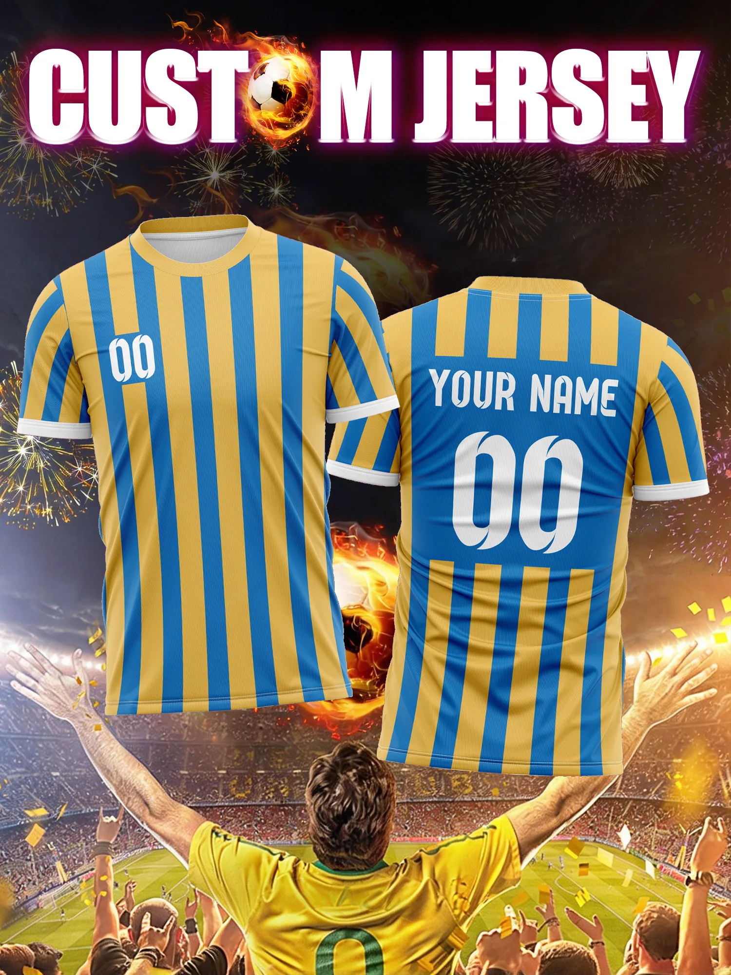 Custom Image Number Name Soccer Jersey,Reinforced Collar Pocket Seam,Durable Joint Soccer Team Training Uniform