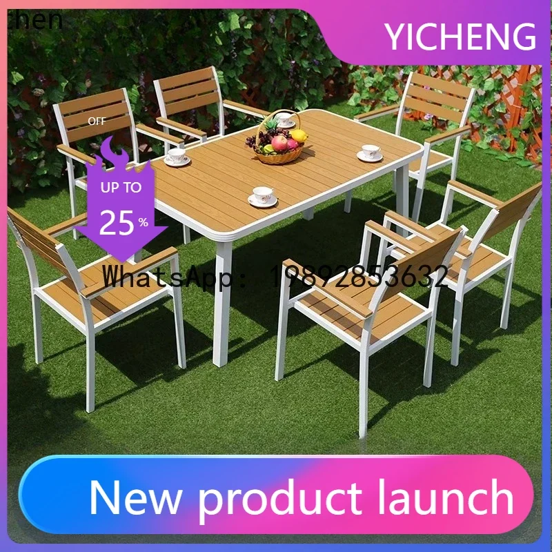 

LYY aluminum alloy plastic wood table and chair combination villa courtyard outdoor leisure balcony terrace household