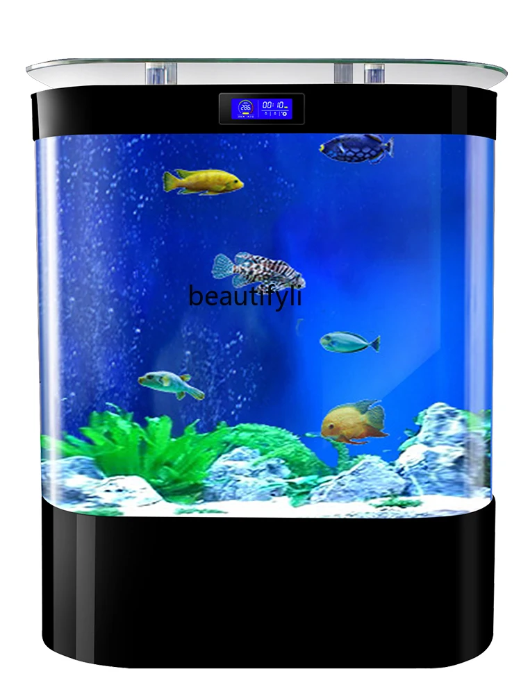 Living Room Fish Tank Rounded Shape Super White Acrylic Glass Modern Wall Small and Medium Size Change Water