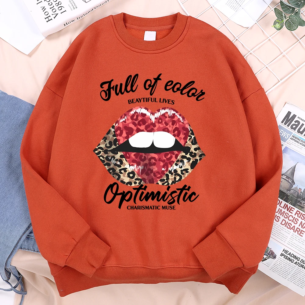 Leopard Print Lips Print Man Women Streetwear Hip Hop Fashion Streetwear Casual Pullover Menswear Autumn Oversize Couple Hoodie