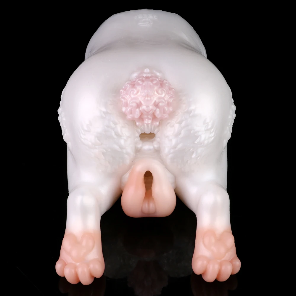 GEEBA Furry Masturbator for Men Fantasy 3D Dual Channel Artificial Vagina Anal Sex Toy Male Silicone Pocket Pussy Adult Sex Toys