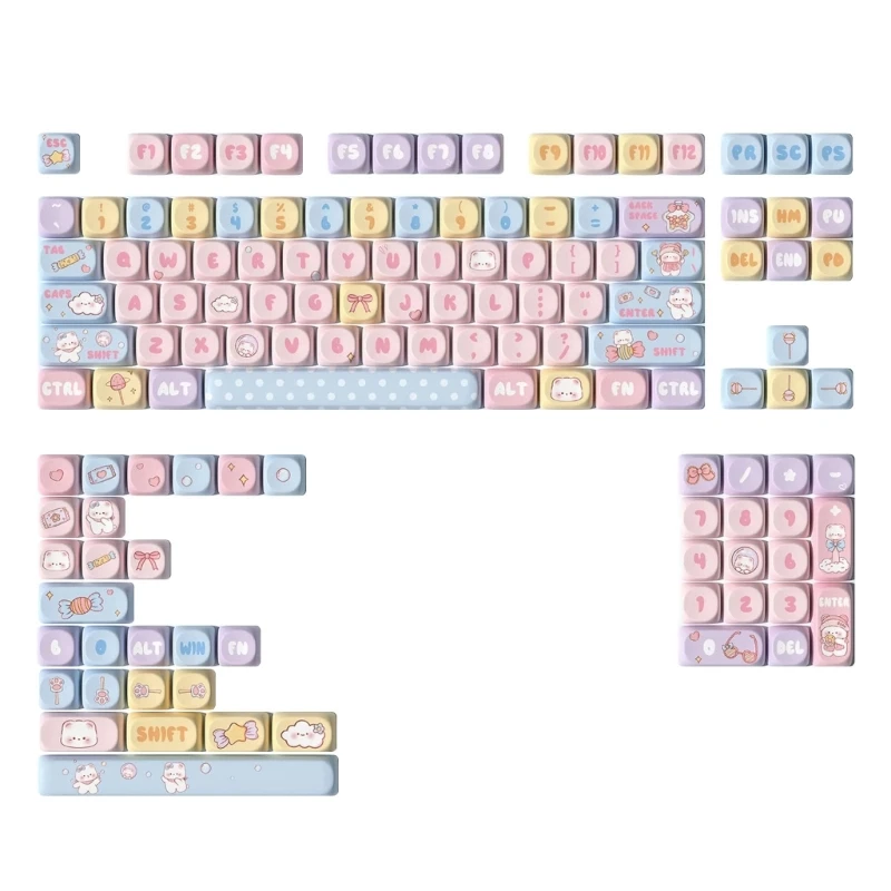 PBT Mechanical Keyboard Keycaps 131Keys Keycaps Colorful Candy Bear Theme MOA