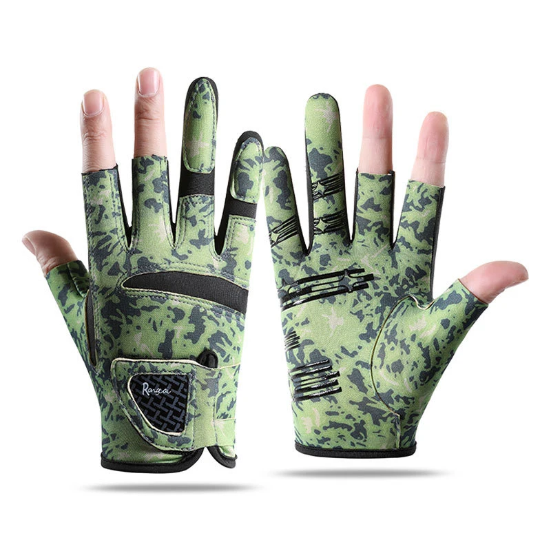 Sommer Neue Atmungsaktive Hautfreundliche Weiche Dünne Halbfinger-Anti-Rutsch-Dreifinger-Angelhandschuhe Outdoor Straßenangelhandschuhe – Detail 9