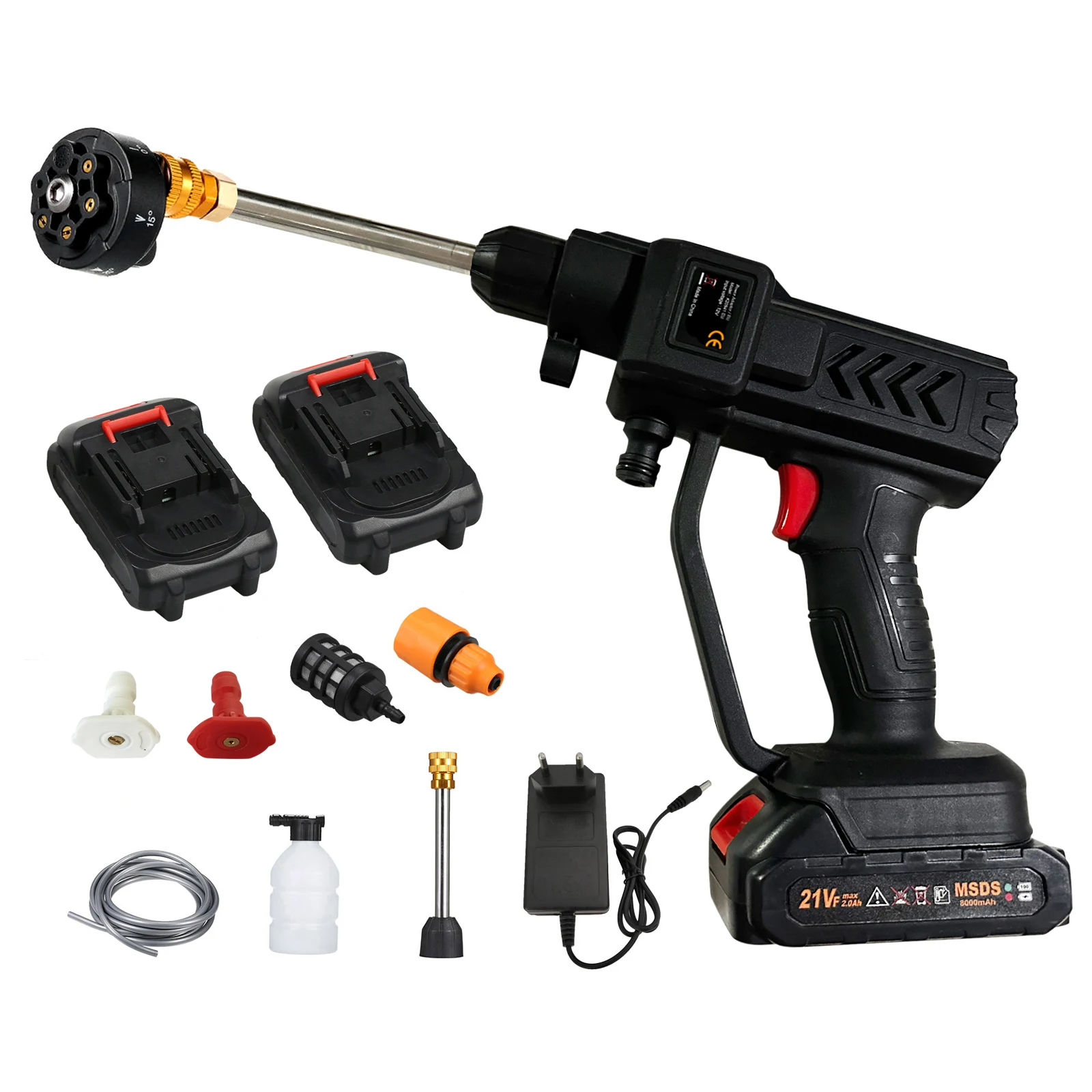 Cordless Power Washer 60Bar 300W High Power Washer Machine with Rechargeable Battery 5in1 Nozzles