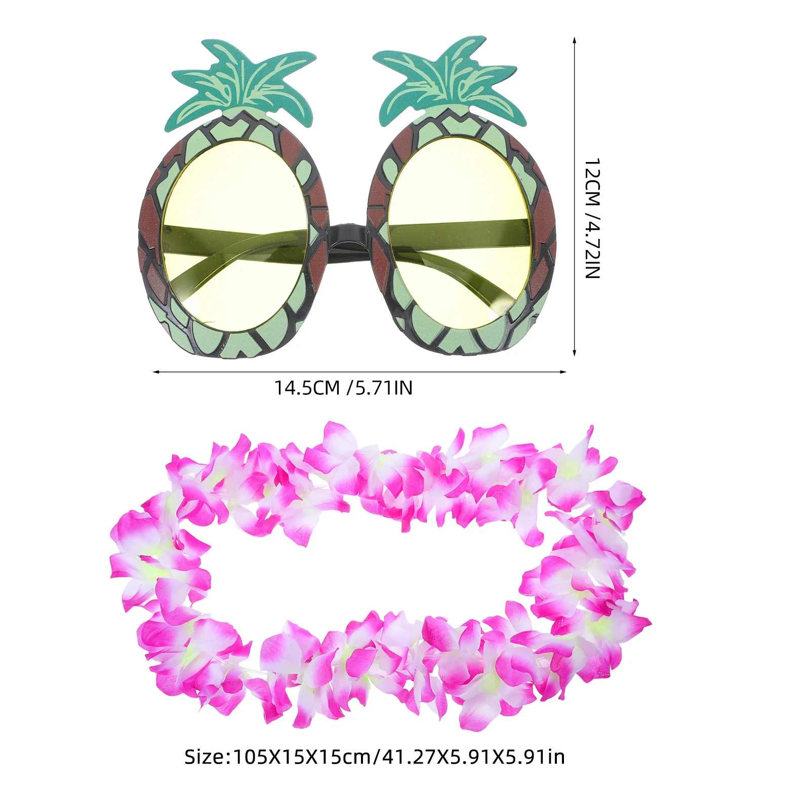 5pcs Pineapple Glasses Set Lightweight Durable Funny Photo Props Party Decoration Hawaii Garland Headdress Bracelet Stylish