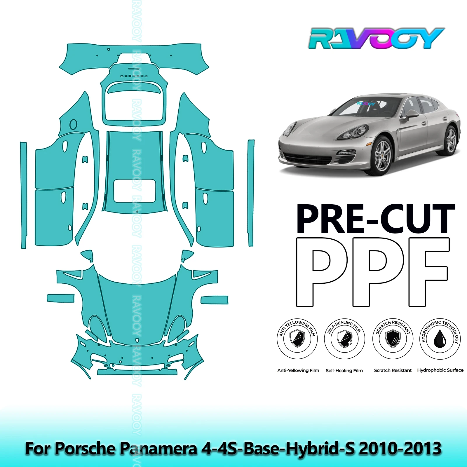 

8.5Mil Precut PPF Paint Protection Film Full Vehicle Clear Bra For Porsche Panamera 4-4S-Base-Hybrid-S 2010-2013