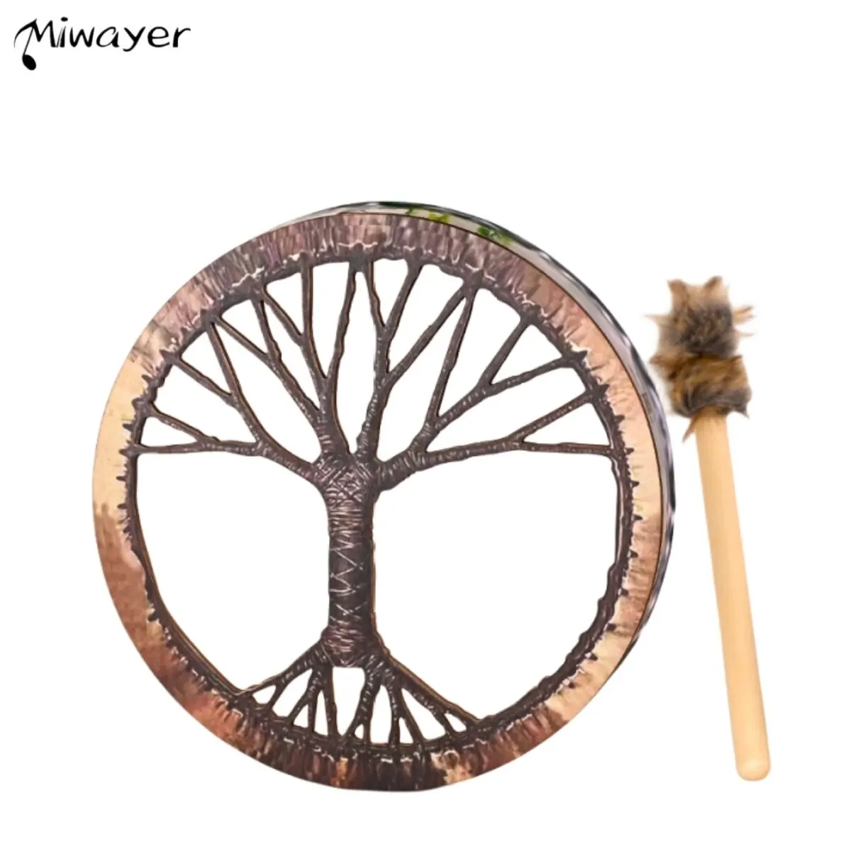 Miwayer Vintage Vegan Shaman Drum Tree of Life Siberian Drum Home Decoration Musici Party Sound Healing Tool Best Gifts