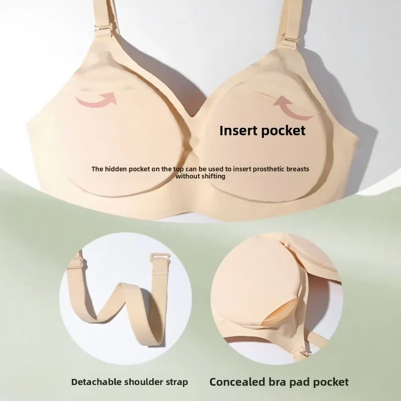 Reggiseno Push-Up Imbottito in Silicone per Seno Piccolo, Aumenta il Volume, Sexy Scollo a V Profondo, Espansore del Seno Esterno, Comodo e Traspirante
