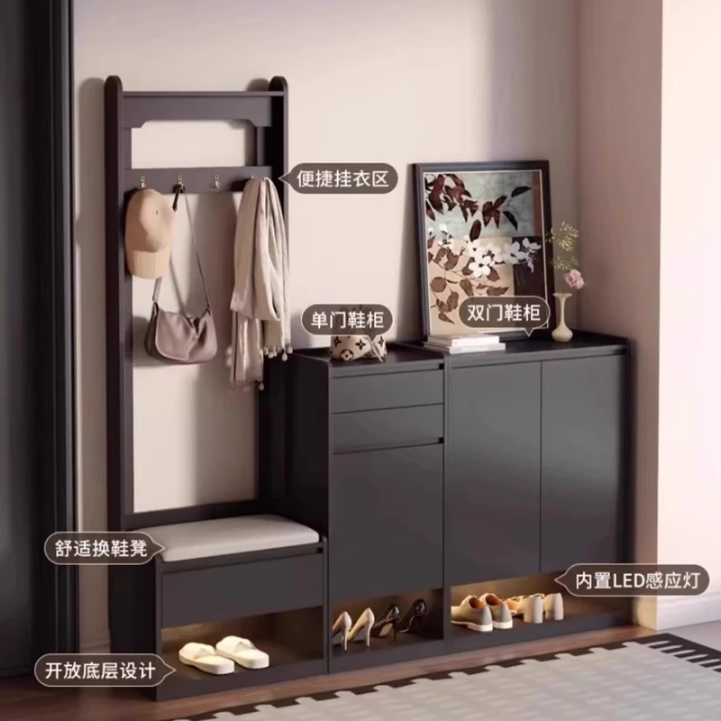Minimalist shoe cabinet hanging hanger, household entrance entrance multi-functional coat rack, shoe changing stool, integrated