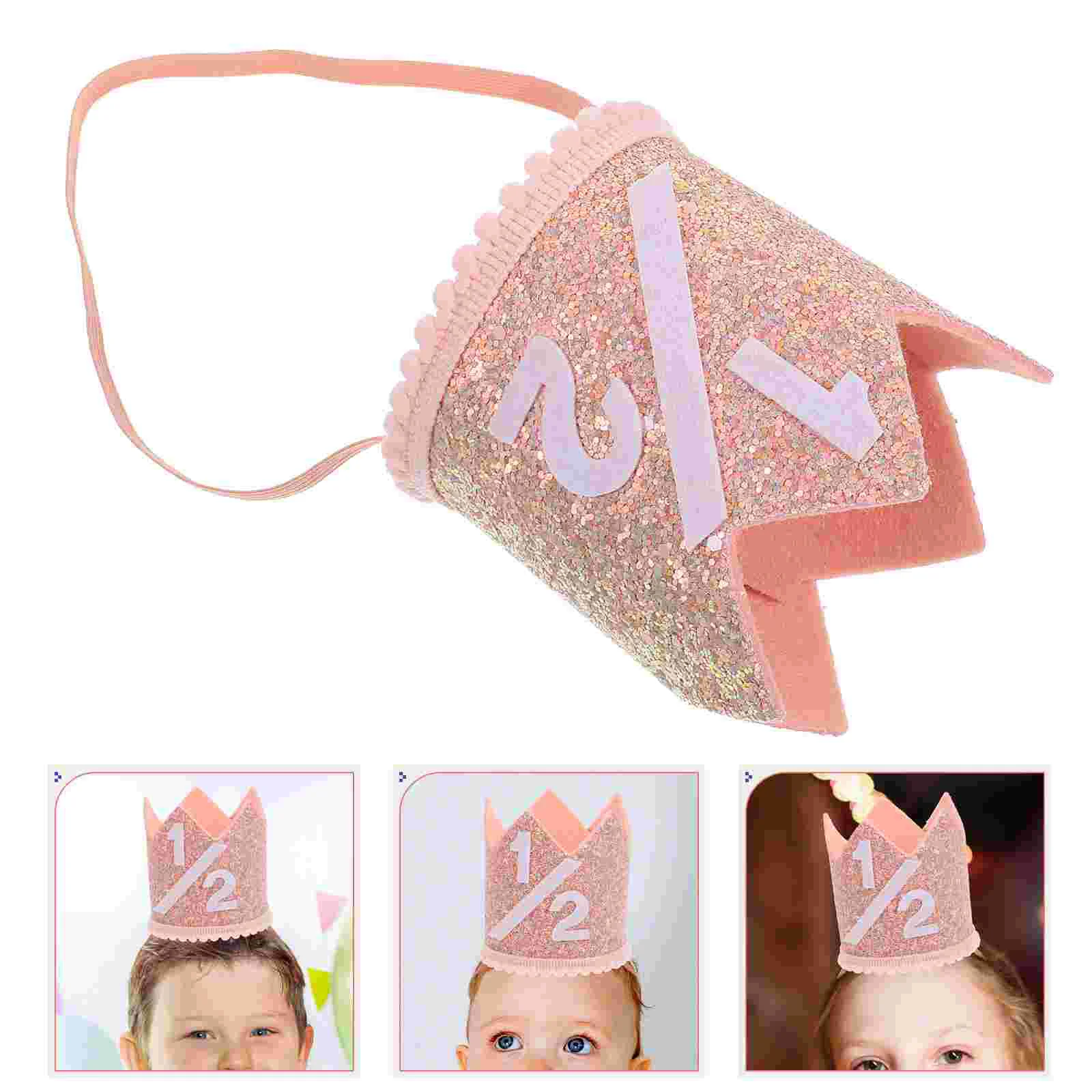 One and Half Years Old Kids Party Hat Hats for Birthday Venue Setting Props Crown Tiny Felt Cloth Comfortable to Wear