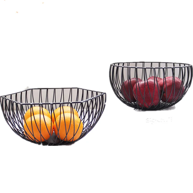 Metal Fruit Vegetable Storage Bowls Kitchen Eggs Snacks Candy Baskets Holder Minimalism Wrought Iron Storage Basket