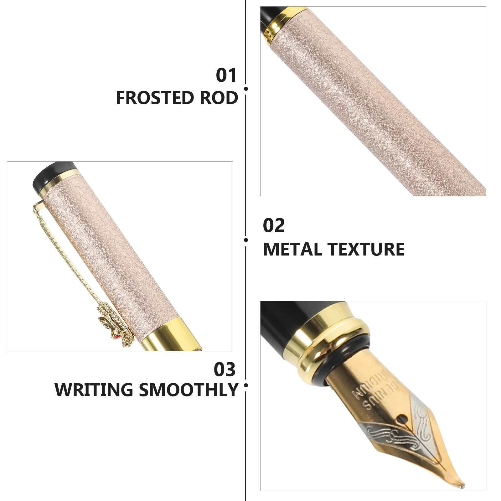 

Smooth Writing Metal Fountain Pen Iron Construction Comfortable Grip for Students Teachers Office Calligraphy Drawing