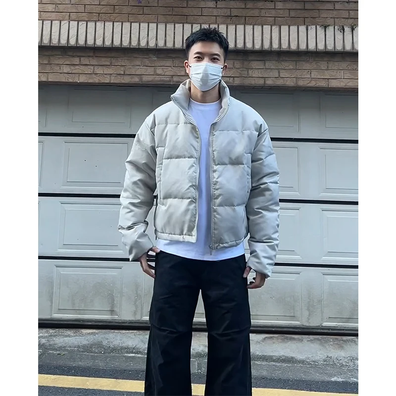 

Thiened down Cotton Jaet Men's ort Sle Collar Winter Warm Outerwear Faionable Youth Cotton Padded Coat