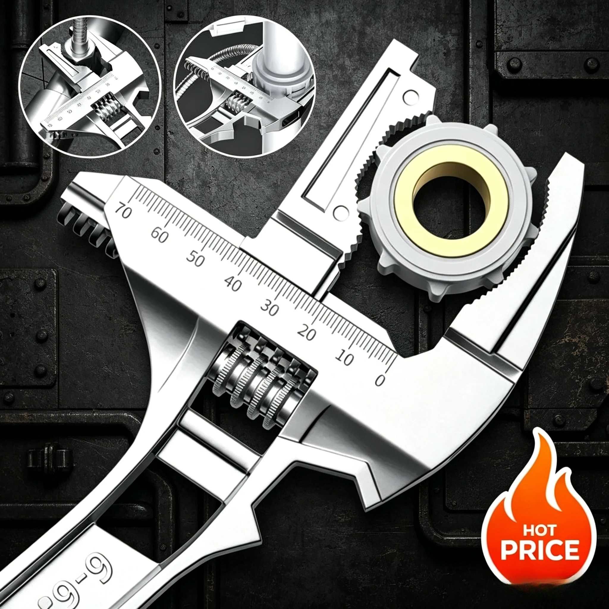 

Регулируемый ключ для раковины, многофункциональный инструмент для ремонта, широкий ключ для смесителя в ванной, большой монтажный ключ, сантехнический ключ A V8w3