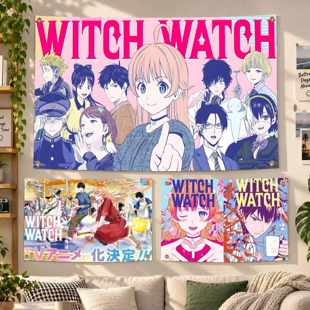 Anime WITCH WATCH Comedy Flags Personalized Banner Flag Room Dorm Camping Picnic Garage Bar Outdoor Wall Decor