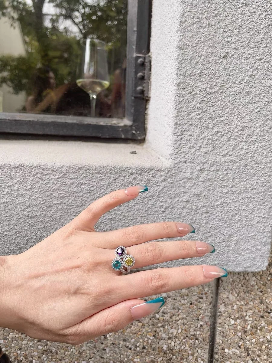 3 Colors Round AAAAA zircon Finger Ring 925 sterling silver Party Wedding band Rings for Women Promise Birthday Jewelry Gift